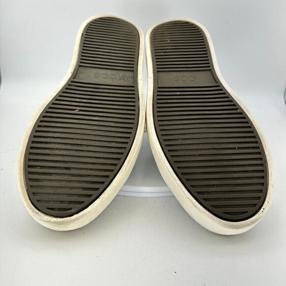 COS Low Top Trainer Men Size 10.5 Leather Casual Sneaker Shoes White Black - Picture 10 of 13